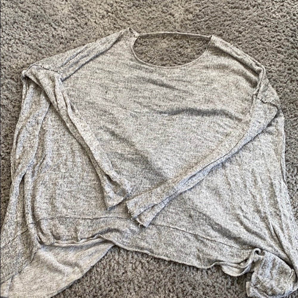 Free People Grey/Black Long Sleeve Scoop Back